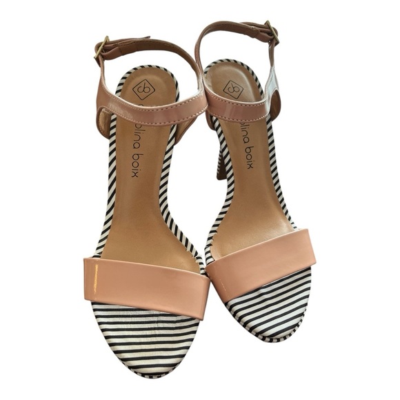 NWOT Vizzano Carolina Boix Women's Pink Striped Heels size 8 - Picture 1 of 7